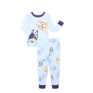 Bluey Boys Long Sleeve Pajama Set Light Blue 2-Piece PJs (Size 6)
